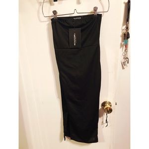Pretty little thing black strapless dress w/ slit